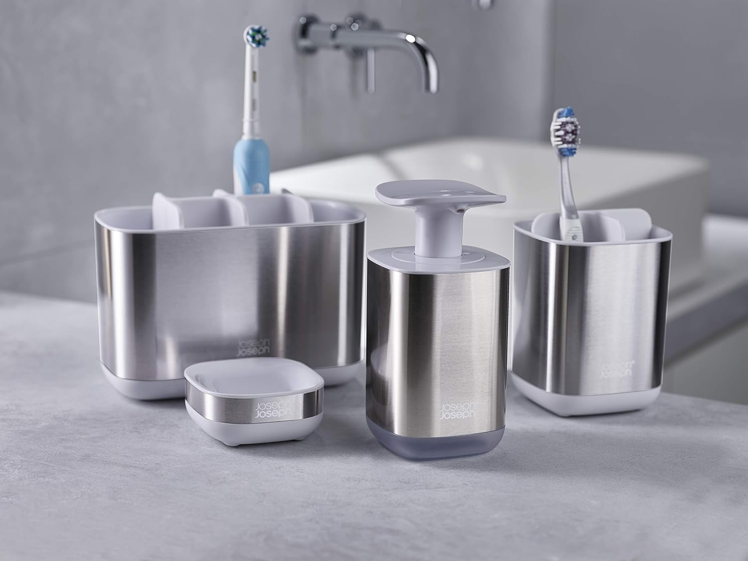 Joseph Joseph Bathroom Slim, Compact, Soap Dish Holder with non-slip base - White/Steel, 12, Stainless Steel - Image 5