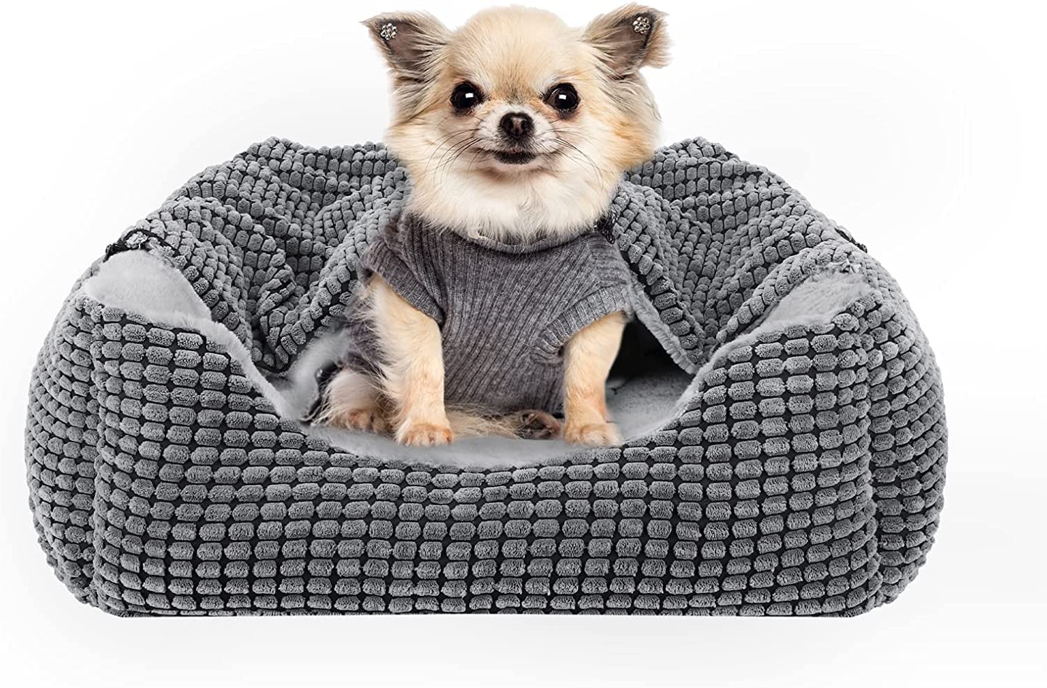 JOEJOY Rectangle Dog Bed Warm Hooded Puppy Bed for Large Medium Small Dogs, Luxury Super Soft Pet Cave Bed Small Washable, Fits Up To 20/30/40/60lbs Pets — image 1