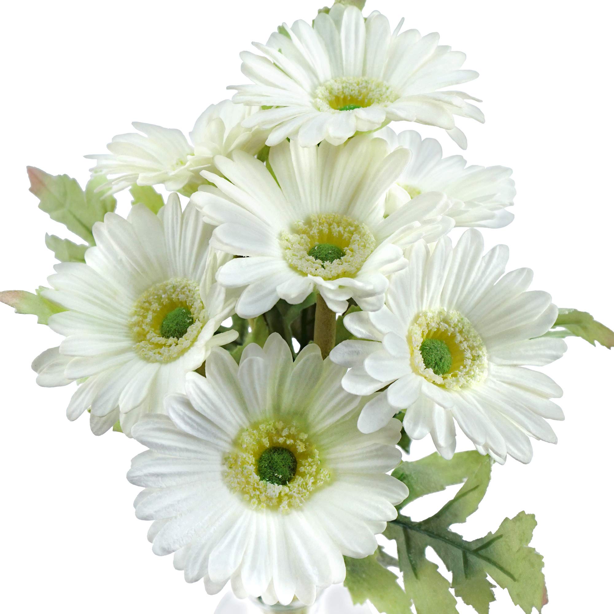 FiveSeasonStuff 7 Stems of Artificial Real Touch Gerbera Flowers & Bouquet, for Home Office Restaurant Wedding Party Décor, 31cm (12.2 inches) (Real Touch White)