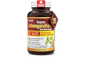 Herba Ashwagandha Supplement - 150 Capsules | 6000mg Per Day | 15:1 Concentrated Ashwagandha Capsule with Black Pepper | Adap