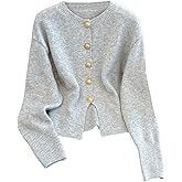 GORGLITTER Women's Cropped Cardigan Sweaters Lightweight Knit Sweater Cute Button Up Cardigans Trendy Fashion Clothing