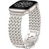 Metal Band Compatible with Apple Watch Bands for Women 40mm 41mm 42mm 38mm 44mm 45mm 46mm 49mm, Dressy Stainless Steel Link Bracelet, Designer Strap for iWatch Series 11/SE/10/9/8/7/6/5/4/3/2/1/Ultra