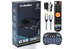 MYRTLEGEAR V3 Plus 2024 Newest Media Box Includes Large Size Voice Remote, Backlit Mini Keyboard and 8K HDMI Cable(4GB RAM, 64GB ROM)