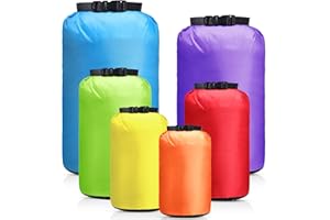 GliCraft 6 Pcs Waterproof Dry Bag Sack Lightweight Outdoor Dry Bags 35 L, 20 L, 15 L, 10 L, 5 L, 3 L Waterproof Boat Bag for Kayaking, Backpacking, Hiking, Camping Rafting(Fluorescent Color)