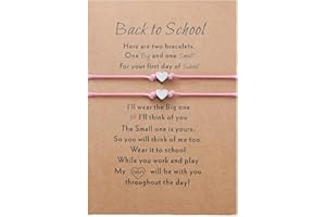 DOLLESS Back to School Bracelets Matching Heart Mother Daughter Bracelets First Day of School Bracelets