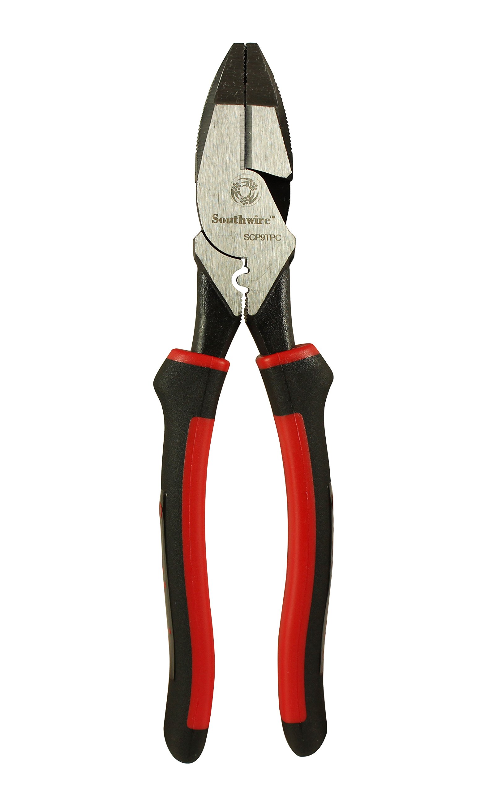 Southwire SCP9TPC High-Leverage Side Cutting Pliers with Fish Tape Puller, Crimper, and Comfort Grip Handles, 9-Inch