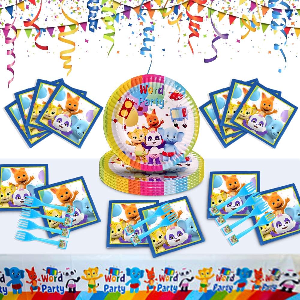 Word Party Birthday Party Supplies Tableware Set Birthday Party Decorations Supplies Including