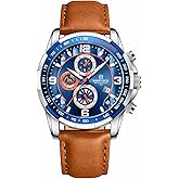 NAVIFORCE Sport Watches for Men Analog Quartz Chronograph Leather Strap Wrist Watch