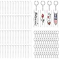 Acrylic Keychain Blanks,144Pcs Clear Keychains Set Including 48 Pcs Rectangle Clear Acrylic Ornament Blanks (2 x 8cm) 48 Pcs Key Rings with Chain and 48 Pcs Jump Rings for Vinyl Crafting DIY