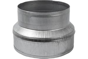 ECOPRO VENT 6" to 5" Inch Galvanized Steel Round Duct Reducer - Pipe Fitting Increaser Reducer - Drain, Waste and Vent Conduit Transition Adapter - Metal Tube Reducing Coupling