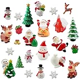 Christmas Miniature Figurines, 25Pcs Winter Mini Resin Animal Figurines Tiny Resin Santa Claus Snowman Elk Figures Model Ornaments for DIY Crafts Xmas Fairy Garden Landscape Snow Globes Home Decor
