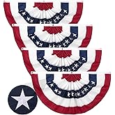 DanCoom 4 Pack American Fan Bunting for Outside 2 x 4 FT American Pleated Fan Flag,American Flag Bunting Patriotic Decorations Bunting Flags for Outdoor Yard Party,Presidents Day Decorations Flags