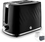 Swan Windsor 2 Slice Toaster 7 Browning Levels Defrost Reheat Cancel Black view 1