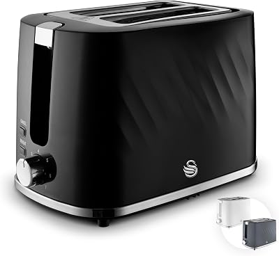 Swan Windsor 2 Slice Toaster 7 Browning Levels Defrost Reheat Cancel Black