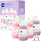 MAM 5oz Easy Start Anti-Colic+ Vented Baby Bottle, 0+ Month, 4 Pack, Girl | Slow Flow Breastfeeding-Like Nipple, Dual Anti-Colic Bottle Reduces Gas &amp; Reflux, Easy Clean, BPA Free, Made In Europe
