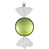 Vickerman 13" Lime-White Swirl Flat Candy Christmas Ornament