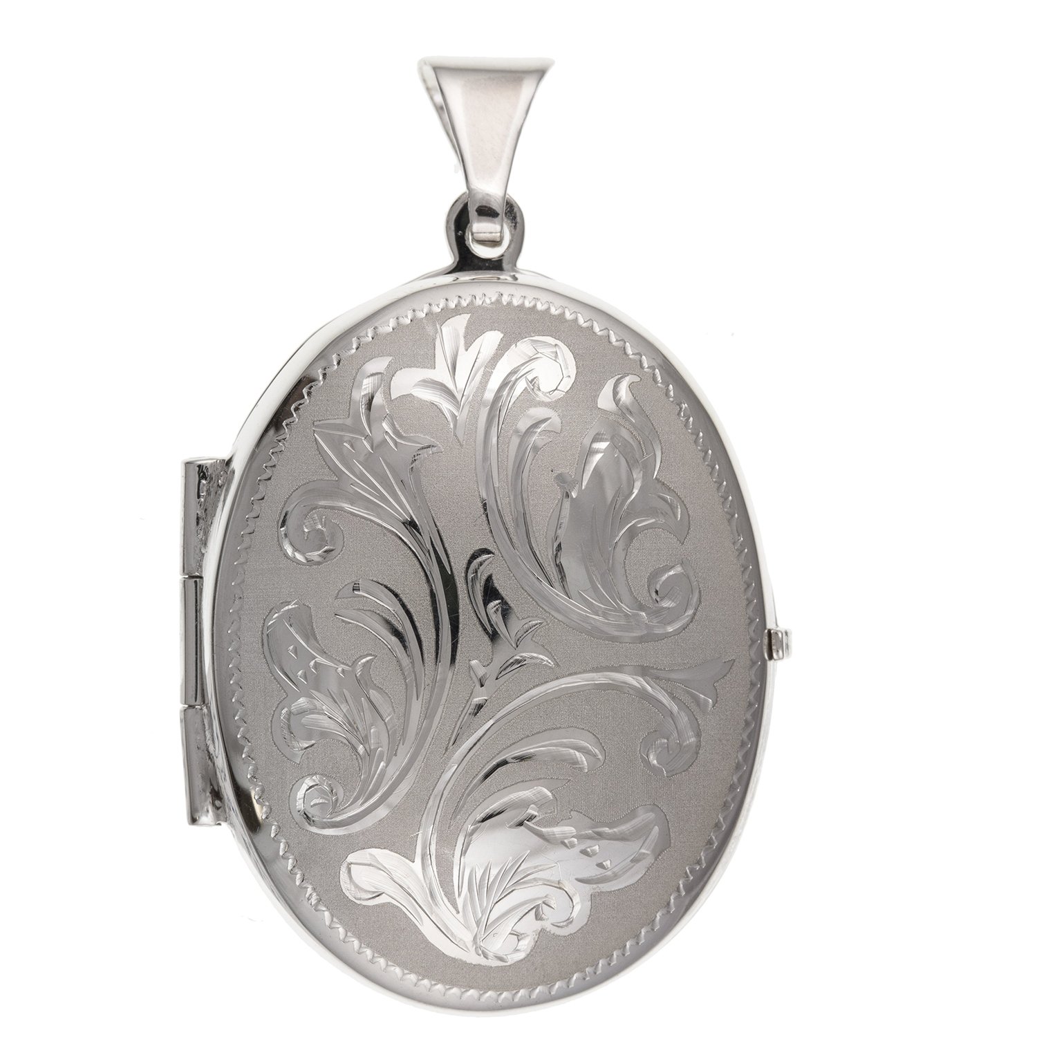 Designer Inspirations Boutique 25MM Wide MEDIUM Victorian Scrolling Engraved Oval Locket - 925 Sterling Silver