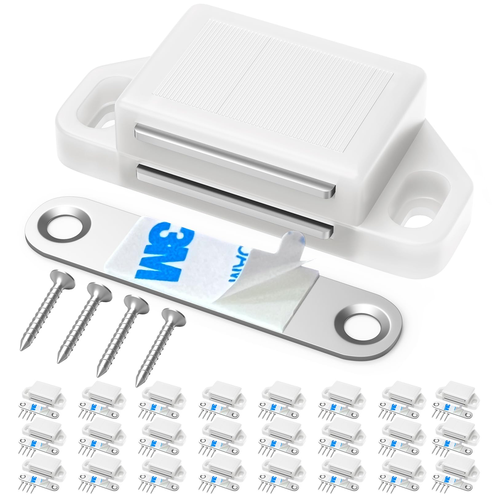 Tonitrui Cabinet Magnetic Catch Magnetic Cabinet Door Catch Magnetic Cabinet Latch for Kitchen Drawer Magnets to Stay Closed Magnetic Catch Closet for Drawer（White 24 Pack）
