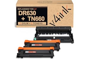 v4ink Compatible DR-630 TN-660 Toner Replacement for Brother DR630 Drum TN660 Toner Cartridge (1D + 2T Set) for Brother HL-L2