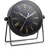 AYRELY&reg; Vintage Black Metal Desk Clock,Battery Operated Mantel Clocks, Decorative Table Clocks with Adjustable Angle for Fireplace Farmhouse Shelf Living Room D&eacute;cor (Black/Gold)