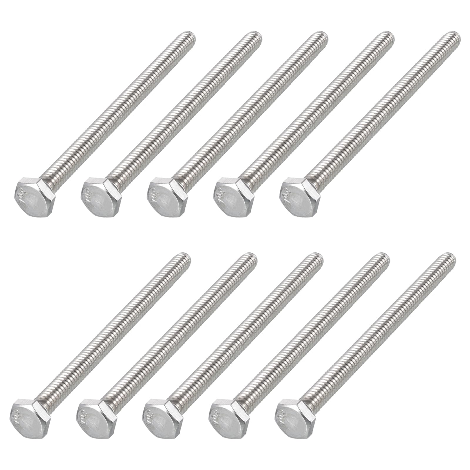 METALLIXITY Hex Head Bolts (1/4-20 x 3-1/2") 10Pcs, 304 Stainless Steel 18-8, Fully Threaded, External Hex Drive, Plain Finish, Hex Head Screw Bolt, Silver โ image 1