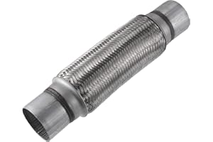 X AUTOHAUX 1 Pcs 2.5"x10"x14" Car Exhaust Flexible Pipe Tubing Universal Exhaust Joint with Welding Extension Pipe Stainless Steel Silver Tone