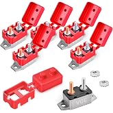 Bolipoeq 30Amp Automatic Reset Circuit Breaker 12V-24V DC for Automotive Marine Boat Car RV Trailer Solar System with Cover Stud Bolt, IP66 Waterproof (Pack of 6)