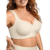 OEAK Womens Wireless Jelly Bra Plus Size Supportive Seamless Bras Full Coverage Push Up Comfortable No Underwire Tshirt Bras
