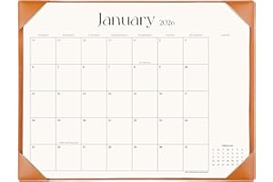Simplified Desk Calendar 2026 with Desktop Mat, Cabbrix Large Desk Pad Calendar 21" x 16-1/2" Including January 2026 to December 2026, Desk Blotter Calendar for Home School and Office (Brown)