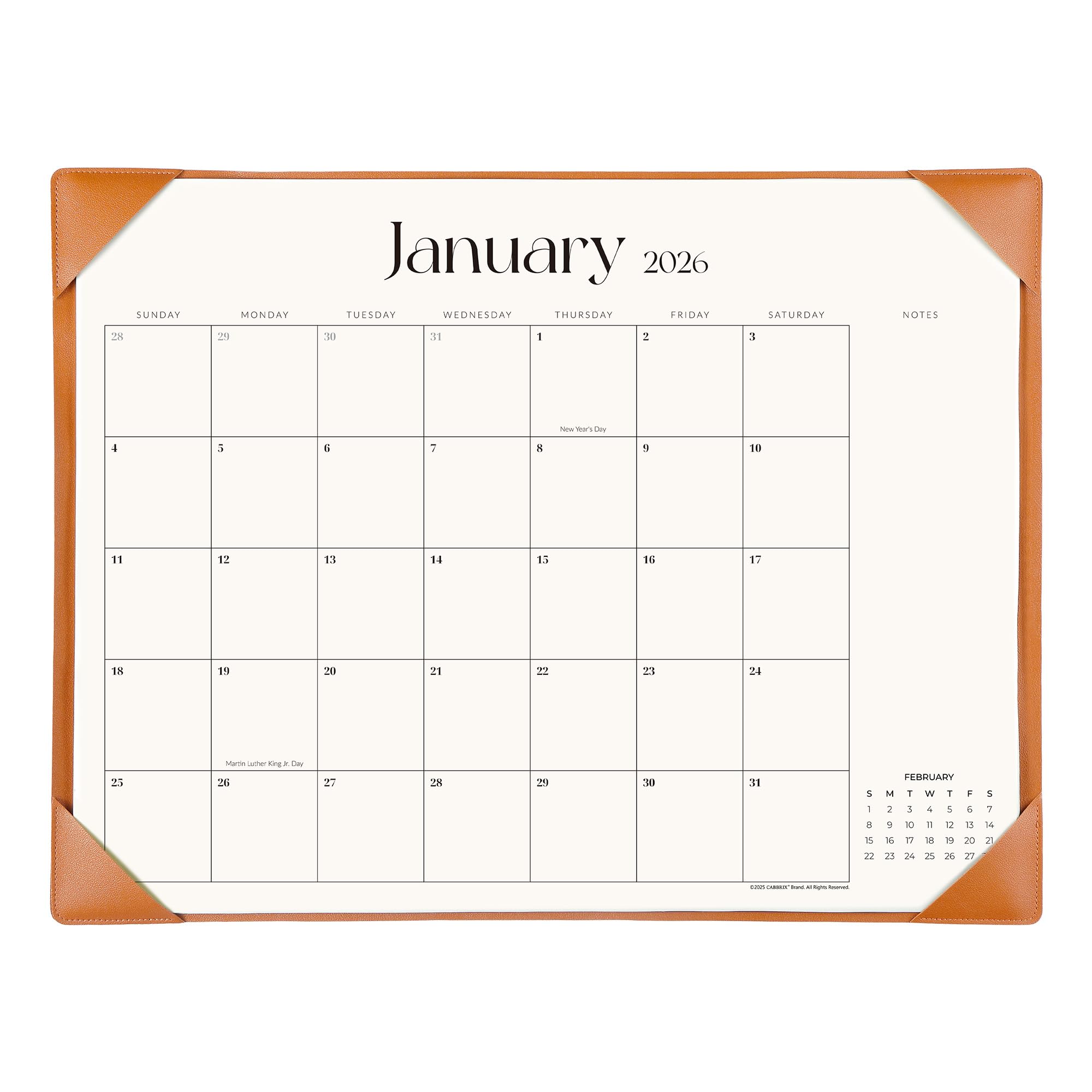 Cabbrix Simplified Large Desk Calendar (Brown) (CB30)