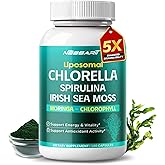 NESSARIT Chlorella, Spirulina, Irish Sea Moss, Moringa & Chlorophyll – Support Energy, Vitality & Antioxidants – 180 Capsules