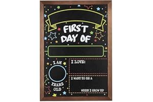 GSM BRANDS First Day Last Day of School Chalkboard Double Sided Sign with Frame - 14" x 10"