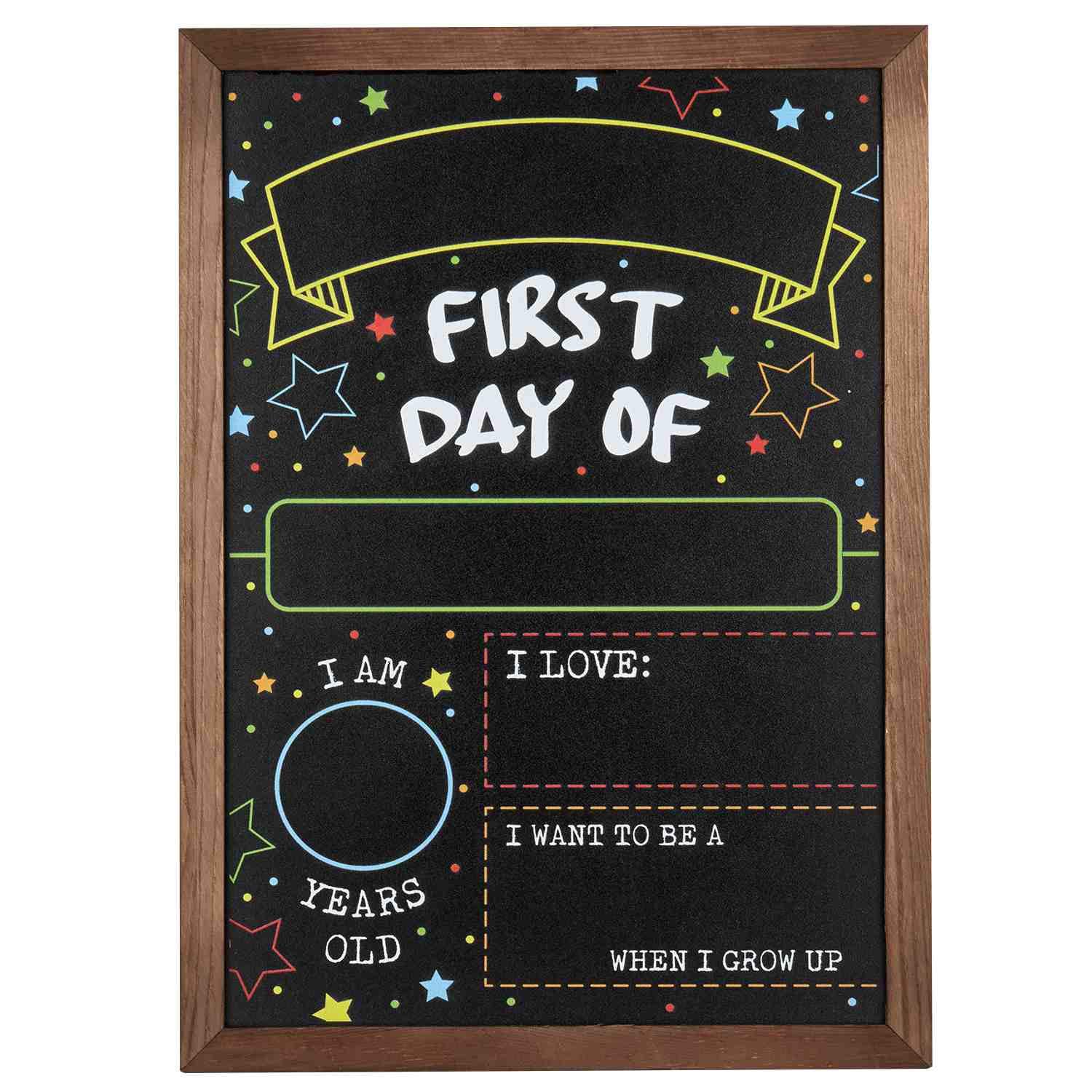 Photo 1 of First Day Last Day of School Chalkboard Double Sided Sign with Frame - 14" x 10"