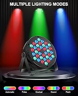 MOSFiATA 2 Pcs RGB Par Lights 36 LED DMX Sound Activated Remote Control view 2