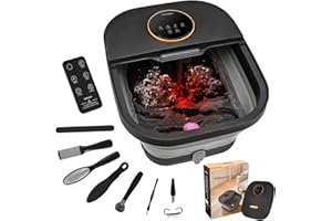 Collapsible Foot Spa Bath with Heat and Massager, Bubble, Temperature Control, Touchscreen, Remote Control, Pumice Stone, Ped