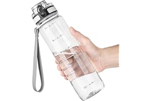OLDLEY 32 oz Water Bottle, Motivational Water Bottle with Time Marker, Sports Water Bottle With Strap, Leakproof & BPA Free Large Water Bottles for School, Gym, Travel, Outdoor, Tritan, Transparent