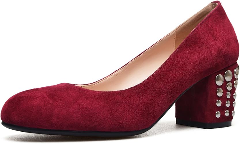 closed toe red block heels