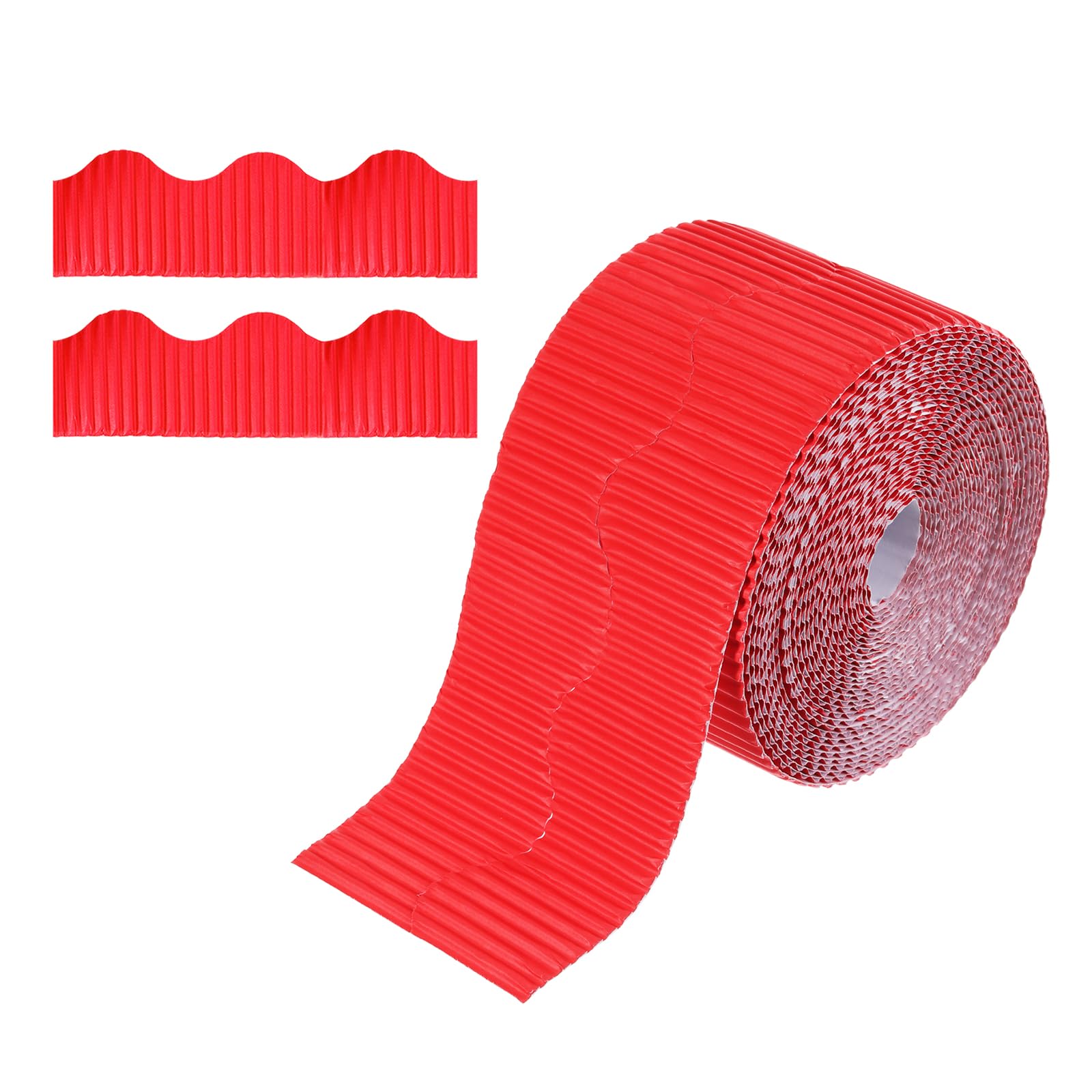 YOKIVE 1 Roll Bulletin Board Border, White Board Trim Edge Scalloped Cork Board Border, Great for Classroom Decor (4 Inch x 49.2ft, Red)