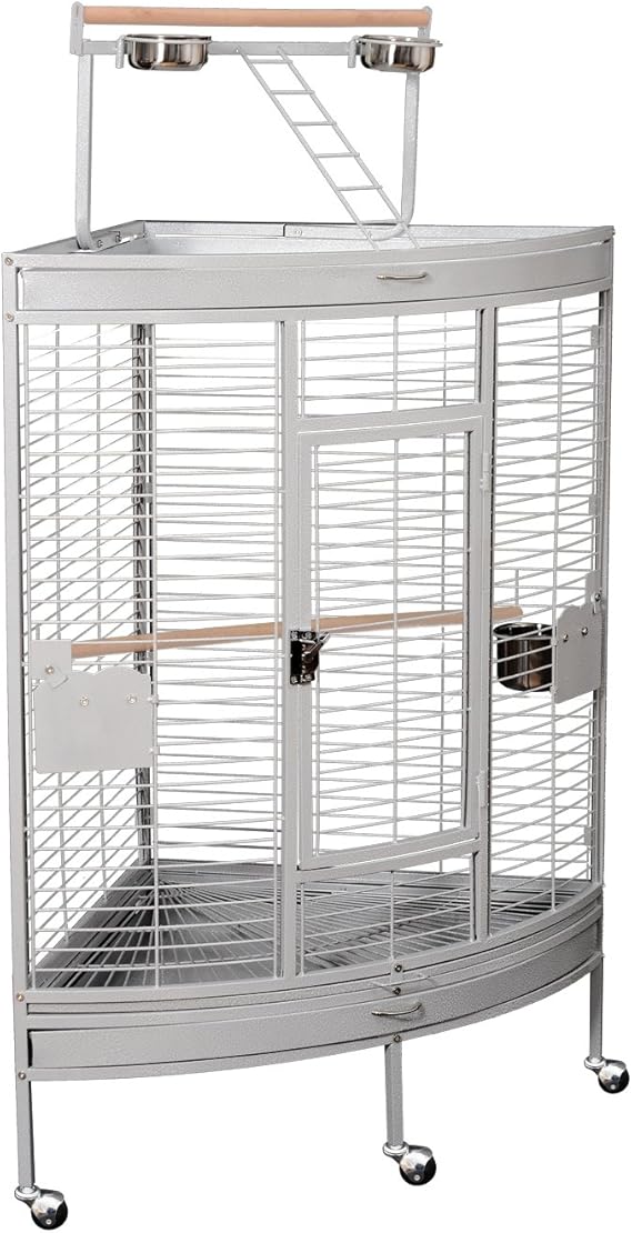 PawHut 38x27x59in Corner Bird Cage Parrot Macaw Finch Cockatoo Feeding