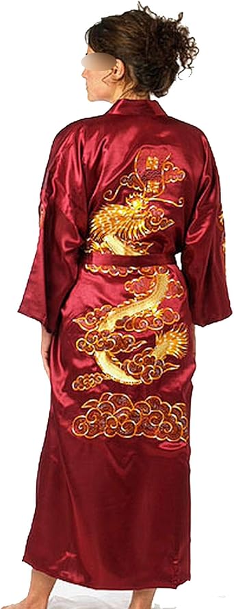 men's embroidered silk robe