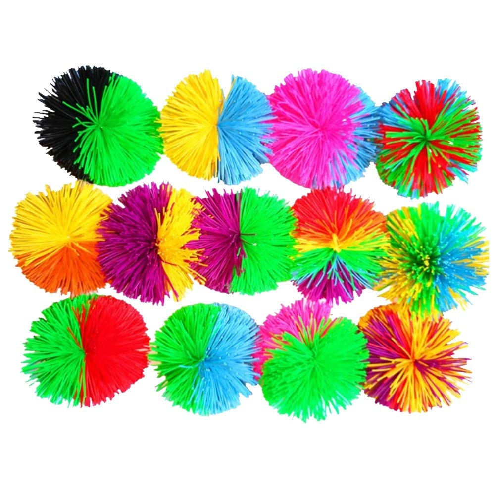 TOYMYTOY 6cm Colorful Silicone Koosh Ball Bouncing Fluffy Jugging Ball Sensory Fidgets Stress Relief Toy 6pcs (Random Color)