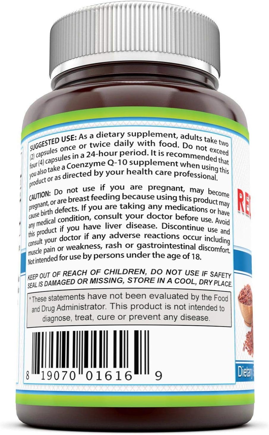 Pure Naturals Red Yeast Rice Dietary Supplement, 1200 Mgper Serving Capsules, 240Count, Promotes Healthy Cardiovascular System*, Supports Healthy Blood Circulation, Supports Overall Health*: Health & Personal Care