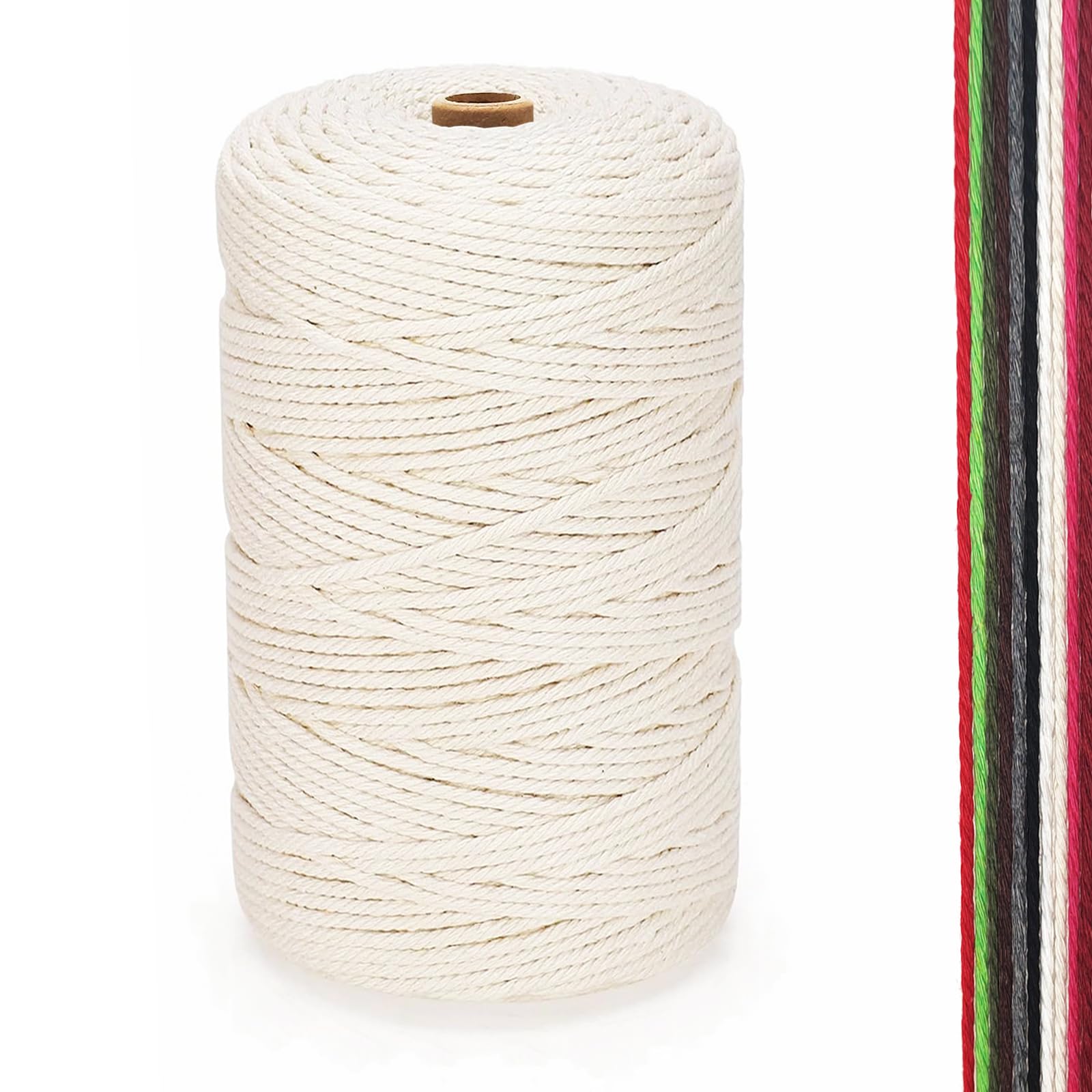 FORBELL Macrame Yarn, 2 mm x 300 m Premium Cotton Yarn, DIY Crafts (Natural (2 mm))