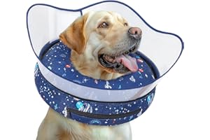 Toptakeit Elevated Inflatable Dog Cone Collar to Stop Licking, Dog Donut Collar After Surgery, Soft Pet Cone Alternative for Small Medium Large Dogs