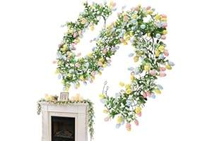 2 Pieces Easter Egg Garland Decorations - 6.9ft Easter Spring Wreath, Artificial Eggs Wreath, Spring Flower Garlands With Col