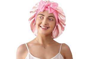 LitBear 100% 22 Momme Mulberry Silk Bonnet for Sleeping Women, Large Double-Layer Silk Hair Bonnet with Adjustable Tie Band
