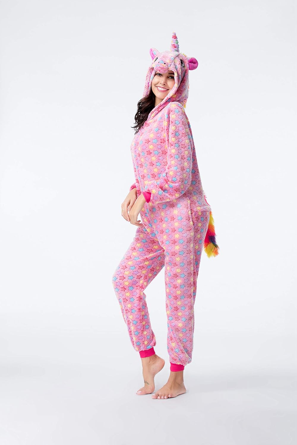 CozofLuv Pijama Animal Unicornio Entero para Adultos Pijama Mono Animal para Mujer Hombre Disfraz para Navidad con Capucha Invierno Franela Adultos Disfraces courier365.in
