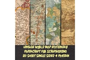 vintage world map stationery papercraft for scrapbooking 20 sheet single sided 4 pattern: Decorative Stationery Craft for collage art - aged Travel ... - Antique Old Ornate Pad Designs