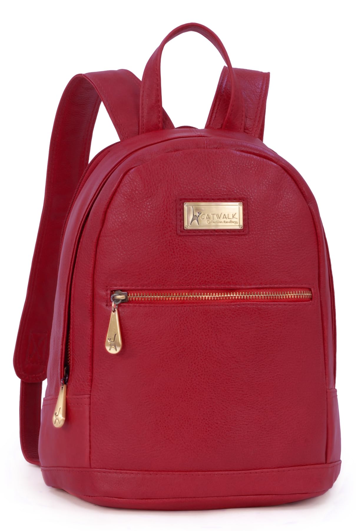 Catwalk Collection Handbags - Leather Anti Theft Backpack For Women - Ladies Large Rucksack - Multiple Pockets and Compartments - Fern - Red