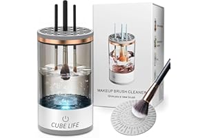 CUBE LIFE Electric Makeup Brush Cleaner Machine - Portable Automatic USB Cosmetic Brushes Cleaner Cleanser Tool for All Size Beauty Makeup Brush Set